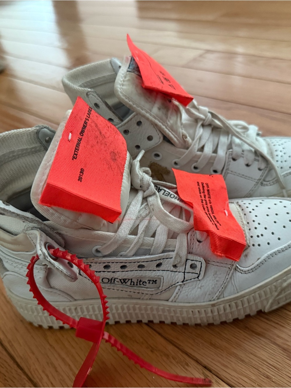 Off-White Kids White Sneakers with Neon Orange Tags